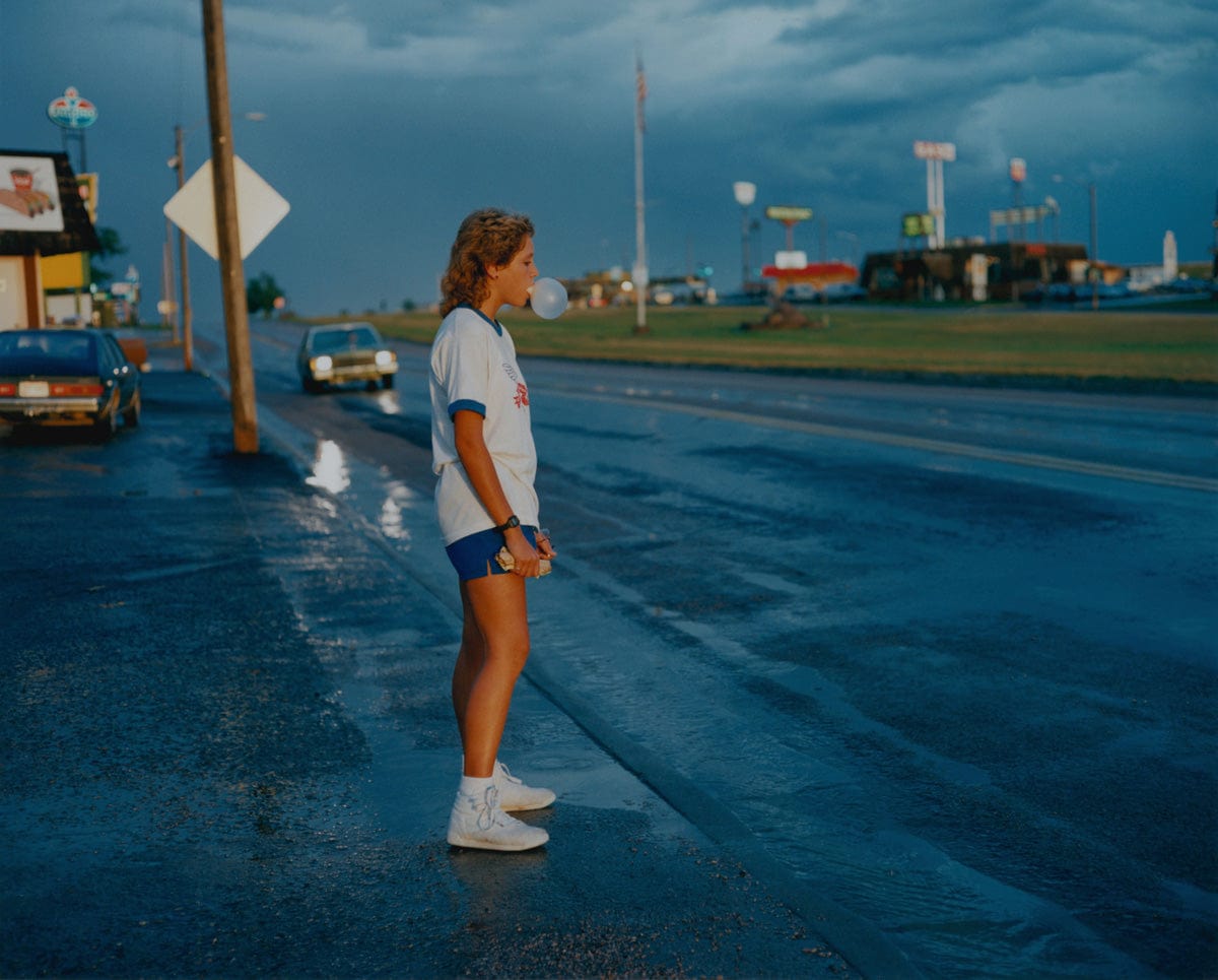 Crane Kalman Brighton Girl Blowing Bubble Gum, Wall, South Dakota, 1986 Photograph